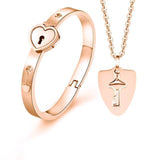 Couple's Jewelry Set - Heart Bracelet and Key Necklace